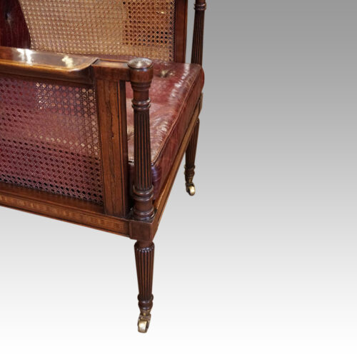 19thc. mahogany library chair angle leg