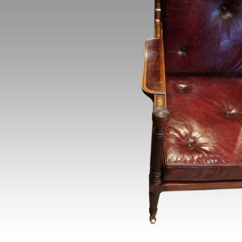 19thc. mahogany library chair arm