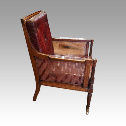 19thc. mahogany library chair side