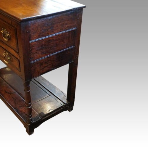 Antique banded oak potboard dresser base end