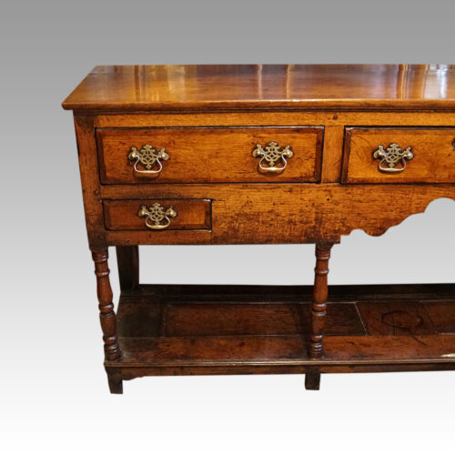 Antique banded oak pot board dresser base end drawers