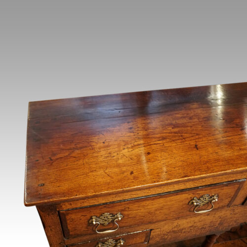 Antique banded oak potboard dresser base top end