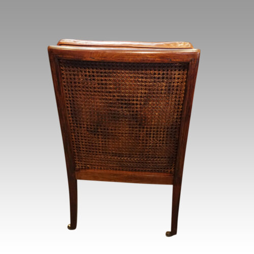 Antique mahogany bergere library chair rear