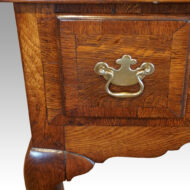 Antique oak lowboy box drawer detail