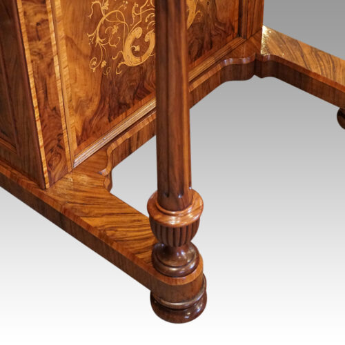 Victorian inlaid walnut Davenport desk front leg
