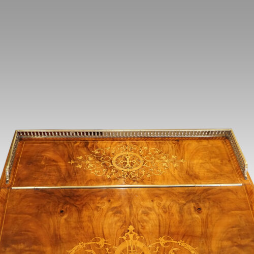 Victorian inlaid walnut Davenport desk top