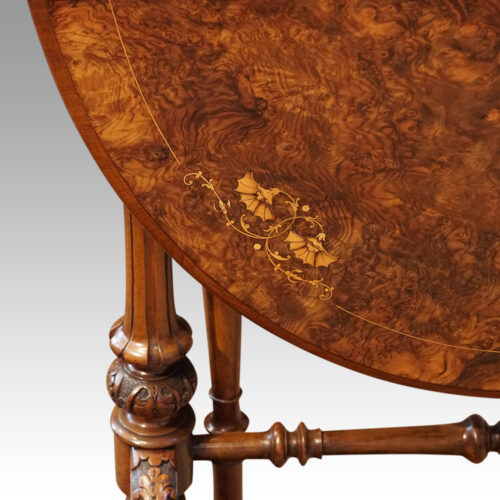 Victorian inlaid walnut Sutherland table edge inlay