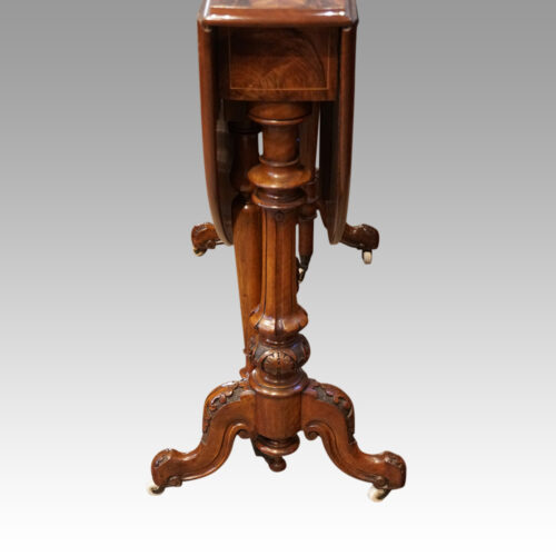 Victorian inlaid walnut Sutherland table end view