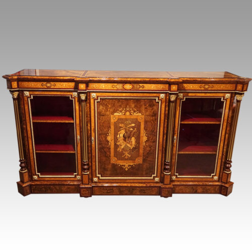 Victorian inlaid walnut credenza