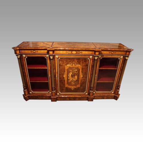 Victorian inlaid walnut credenza distance