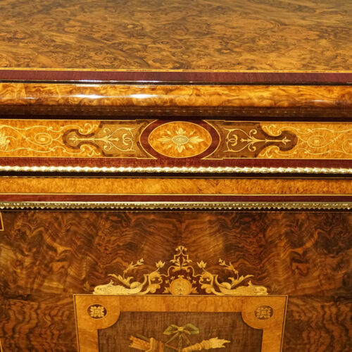 Victorian inlaid walnut credenza inlay apron