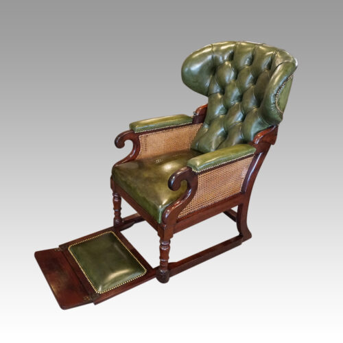 Victorian mahogany reclining reading chair footrest