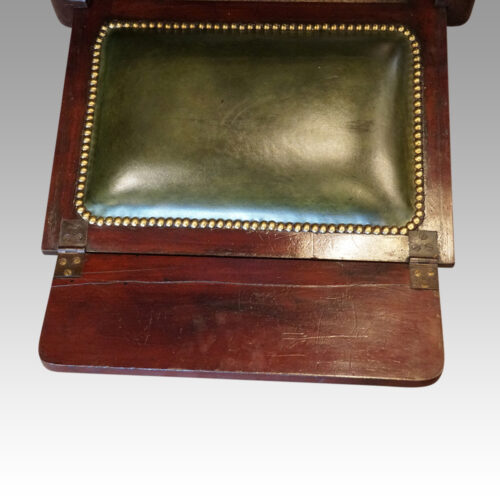 Victorian mahogany reclining reading chair footrest detail