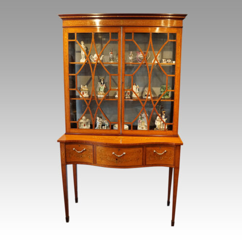 Victorian satinwood inlaid display cabinet