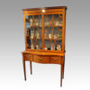Victorian satinwood inlaid display cabinet at angle