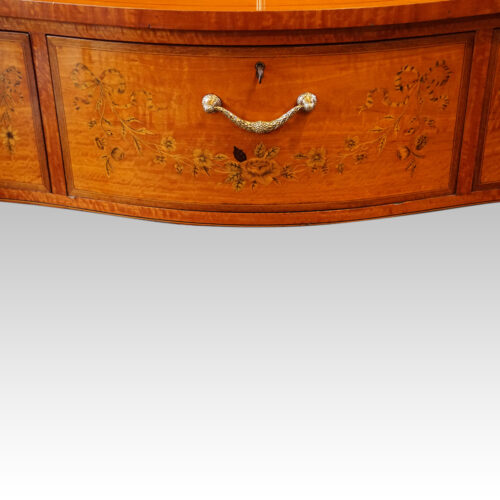 Victorian satinwood inlaid display cabinet centre drawer
