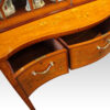 Victorian satinwood inlaid display cabinet drawers open