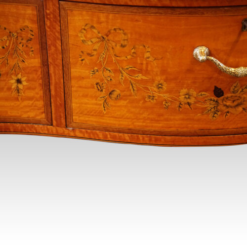 Victorian satinwood inlaid display cabinet inlay detail