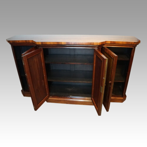 William IV rosewood breakfront side cabinet doors open