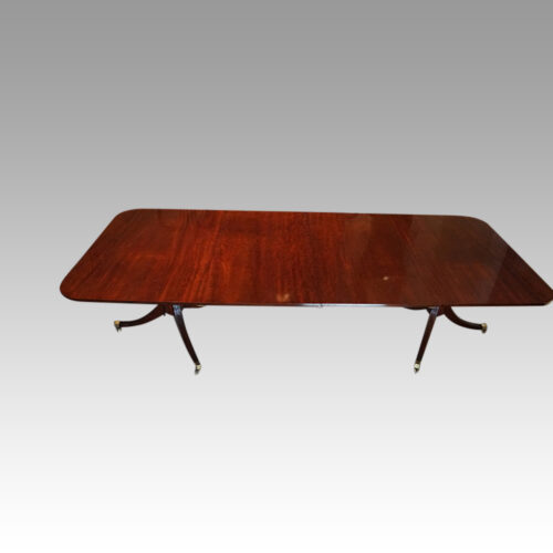 Antique mahogany twin pillar dining table top 1