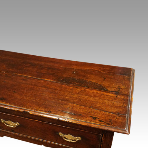 Antique oak serving dresser base end detail