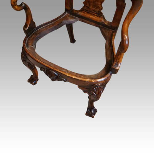 George I style walnut armchair rails