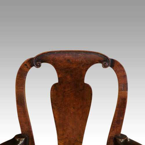 George I style walnut armchair top rail