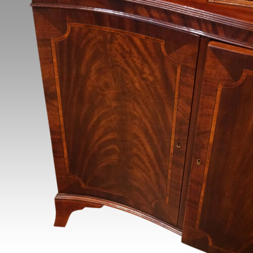George V mahogany breakfront bookcase door inlaid banding