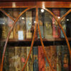 George V mahogany breakfront bookcase elliptical door