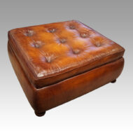 Large leather banquette pouffe