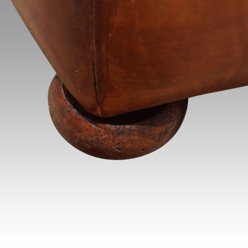 Large leather banquette pouffe bun foot
