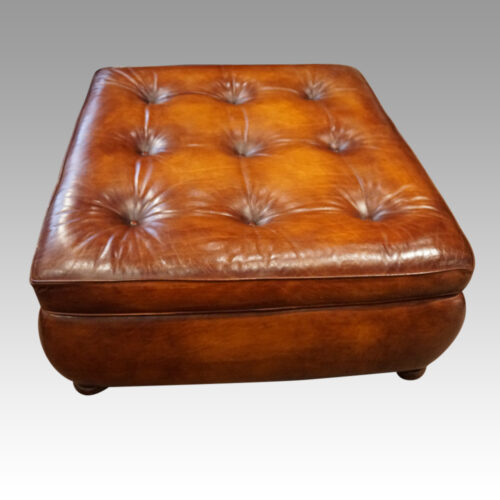 Large leather banquette pouffe side