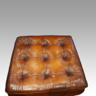 Large leather banquette pouffe top