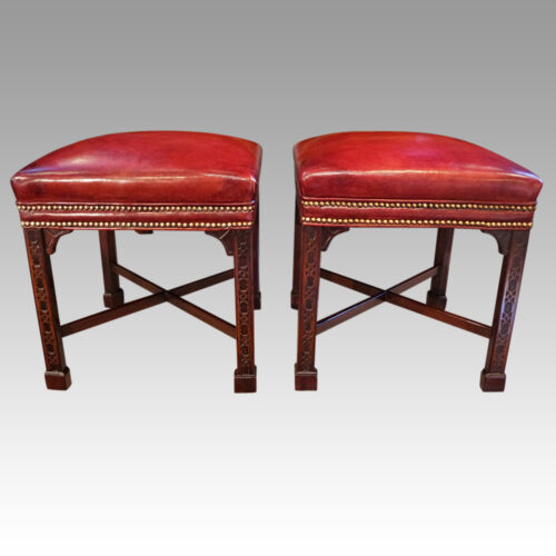 Pair of Chinese Chippendale mahogany stools