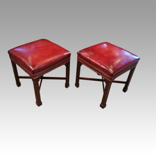 Pair of Chinese Chippendale mahogany stools angle