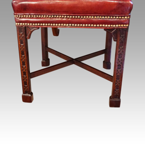 Pair of Chinese Chippendale mahogany stools detail