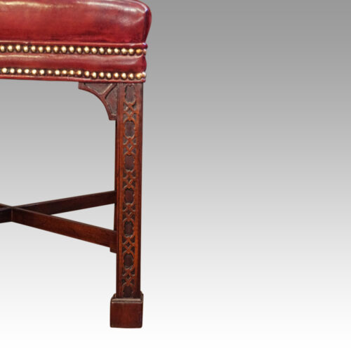 Pair of Chinese Chippendale mahogany stools fret