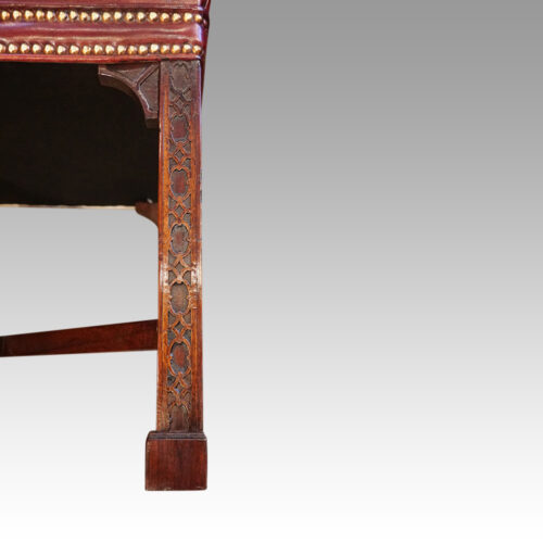 Pair of Chinese Chippendale mahogany stools leg view