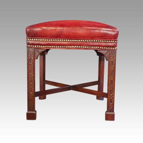 Pair of Chinese Chippendale mahogany stools side view