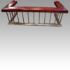 Steel and red leather club fender front