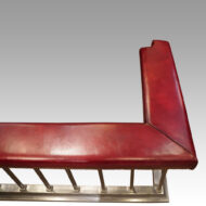 Steel and red leather club fender top corner