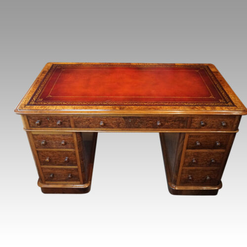 Victorian burr walnut pedestal desk