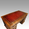 Victorian burr walnut pedestal desk top angle