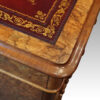 Victorian burr walnut pedestal desk top corner detail