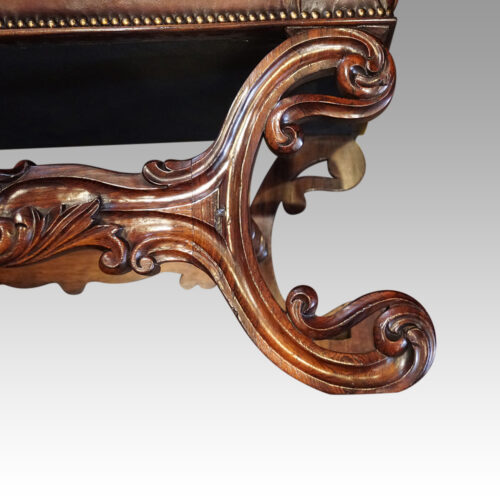 William IV rosewood window seat scroll leg