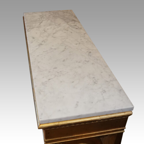 19thc Empire gilt console table variegated marble top