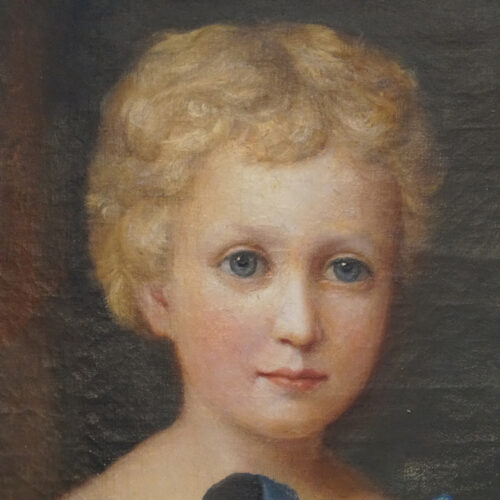 19thc. primitive portrait of children blond child