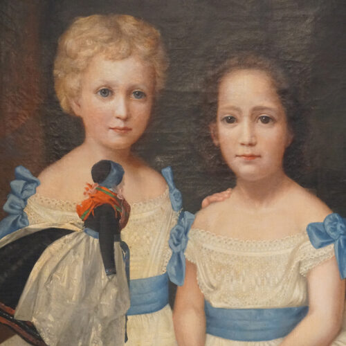 19thc. primitive portrait of children detail