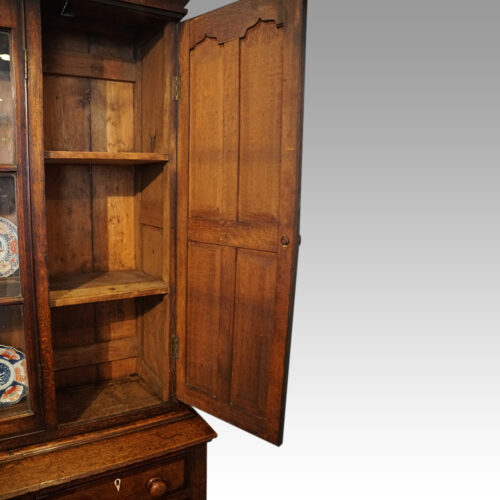 Antique oak Gothic kitchen dresser door open