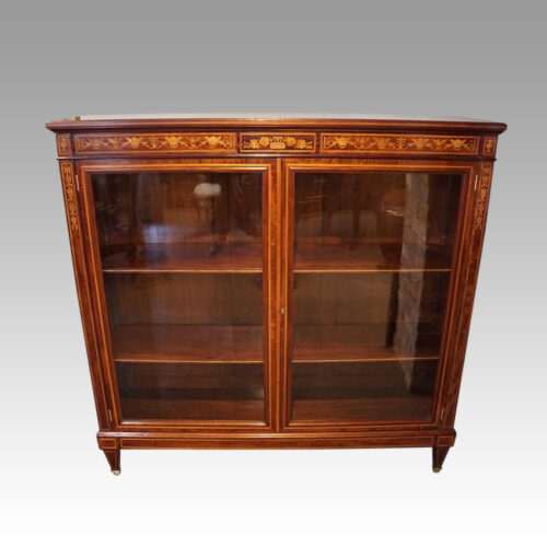 Edwardian inlaid mahogany glazed bookcase